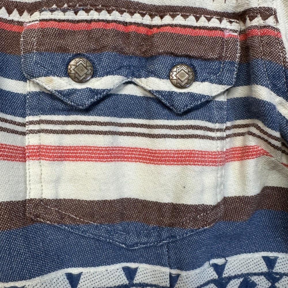 Ariat REAL Western Snap Shirt Women Size Small Blue Brown Southwest Geometric - Picture 7 of 9